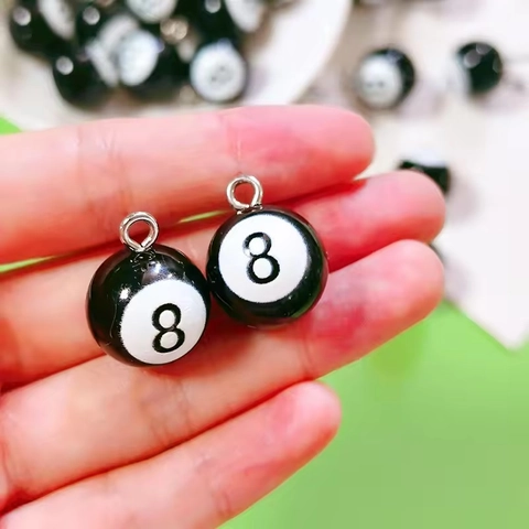 Pendentifs en Résine Boule de Billard Numéro 8 3D Créatifs Accessoires DIY pour Collier Bracelet Porte-clés Boucles d'Oreilles