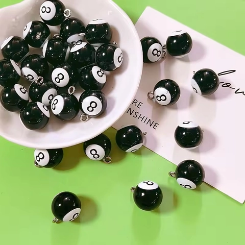 Pendentifs en Résine Boule de Billard Numéro 8 3D Créatifs Accessoires DIY pour Collier Bracelet Porte-clés Boucles d'Oreilles