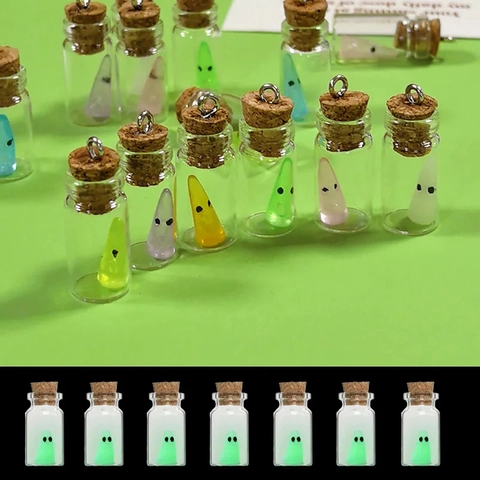 Leuchtende Geister Glasflasche Anhänger Glow In The Dark Harz Charms Für DIY Ohrringe Halskette Schlüsselanhänger Schmuckbau