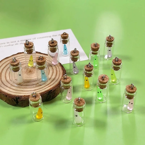 Leuchtende Geister Glasflasche Anhänger Glow In The Dark Harz Charms Für DIY Ohrringe Halskette Schlüsselanhänger Schmuckbau