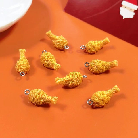 Simulation Fried Chicken Leg Resin Food Charm Miniature Food Pendant For DIY Earring Keychain Jewelry Making Accessories