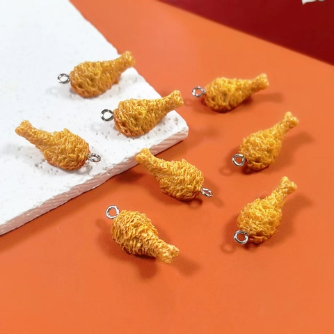 Simulation Fried Chicken Leg Resin Food Charm Miniature Food Pendant For DIY Earring Keychain Jewelry Making Accessories