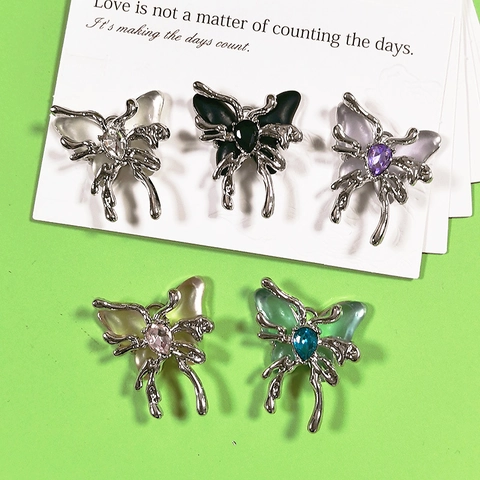 Alloy Rhinestone Butterfly Pendant Liquid Metal Style DIY Jewelry Finding For Necklace Earring Keychain Making For Women