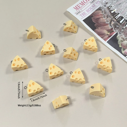 Resin Simulation Triangle Cheese Food Pendant DIY Cartoon Yellow Food Play Jewelry Accessory For Earring Necklace Keychain