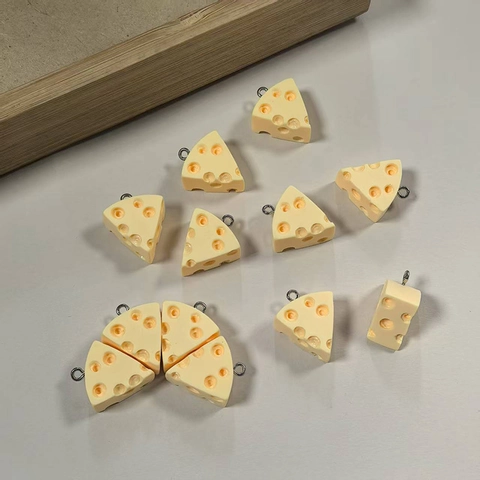 Resin Simulation Triangle Cheese Food Pendant DIY Cartoon Yellow Food Play Jewelry Accessory For Earring Necklace Keychain