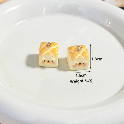 Cute Resin Simulation Food Charms Cartoon Bread Toast Egg Tart Pendants For DIY Earring Necklace Jewelry Making Accessories