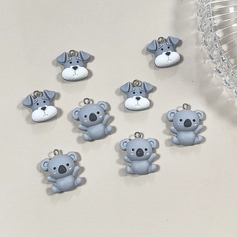 Pendentifs Animaux en Résine Koala Chien Mignons pour la Fabrication de Bijoux DIY Porte-Clés Collier Boucles d'Oreilles Accessoires