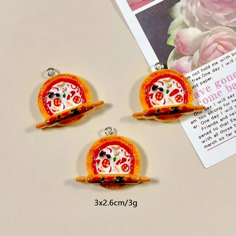 Mini 3D Resin Food Charms DIY Pizza Bread Basket Fried Egg Vegetable Pot Pendants For Earrings Necklace Keychain Handcraft Jewelry Making Accessories