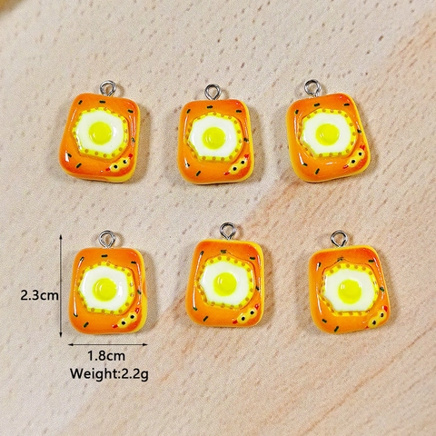Cartoon Miniature Food Resin Pendant Simulation Egg Toast Croissant Charms For DIY Earring Keychain Jewelry Making Accessory