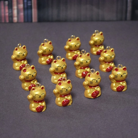 Glückliche Maneki Neko Glückskatze Anhänger DIY Harz 3D Tier Charm Für Ohrringe Halskette Schlüsselanhänger Schmuckzubehör