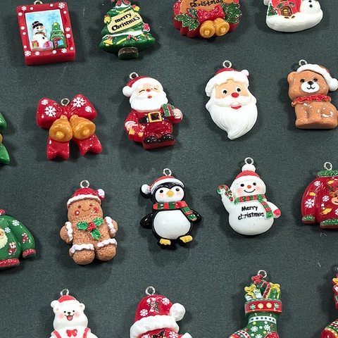 Pendenti in Resina Natalizi per Creazione Gioielli DIY Babbo Natale Pupazzo di Neve Pinguino Renna Pattern Accessori