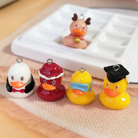 Cute Resin Duck Charms Cartoon Reindeer Graduation Diving Christmas Suit Animal Pendant For DIY Earrings Keychain Jewelry Making