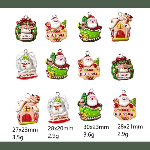 Colgantes de Resina de Navidad Papá Noel Reno Muñeco de Nieve Dijes para Hacer Joyas DIY Pendientes Collar Llavero