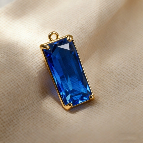 Rectangle Crystal Glass Pendant Gold Plated Alloy Bezel Faceted Geometric Gemstone For DIY Jewelry Making Earrings Necklace