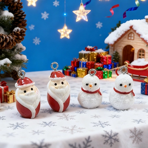 Cute Resin Christmas Santa Claus Snowman Charms For DIY Earring Necklace Keychain Making Holiday Jewelry Accessories