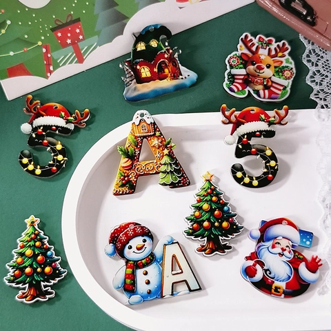 Cartoon Acryl Weihnachtsanhänger Weihnachtsmann Rentier Weihnachtsbaum Anhänger Für DIY Ohrringe Halskette Schlüsselanhänger Schmuckherstellung