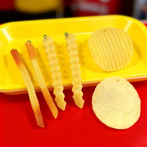 Pendentifs en Résine DIY Simulation de Nourriture Chips Frites pour Boucles d'Oreilles Porte-Clés Accessoires de Bijoux