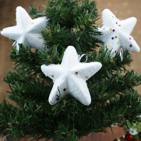 Stelle di Natale in Schiuma Bianca Con Paillettes Colorate Pentagramma Appeso Festivo per Albero di Natale Casa