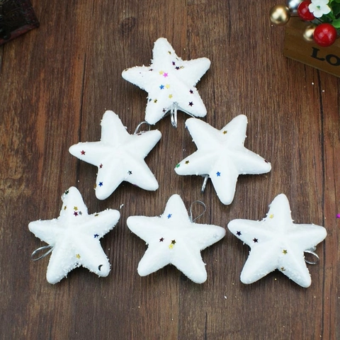 Stelle di Natale in Schiuma Bianca Con Paillettes Colorate Pentagramma Appeso Festivo per Albero di Natale Casa