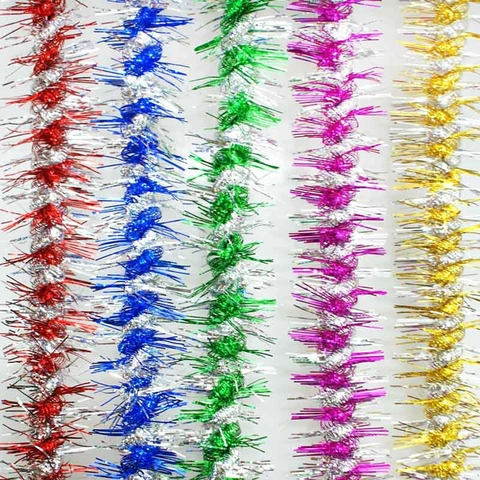 Ghirlanda di Tinsel di Natale Metallica Per Decorazione Albero Di Natale Matrimonio Compleanno Festa Colorata Lucida