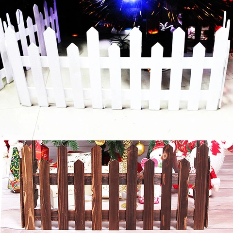 White Wooden Christmas Fence For Christmas Tree Surround Foldable Wood Picket Fence Garden Wedding Party Decorations