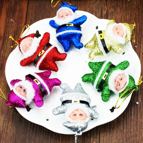 Ornamenti Babbo Natale Glitterati Decorazioni Sospese per Albero di Natale Festa di Natale Casa Decorazione Plastica
