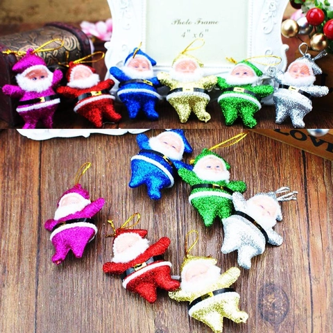Ornamenti Babbo Natale Glitterati Decorazioni Sospese per Albero di Natale Festa di Natale Casa Decorazione Plastica