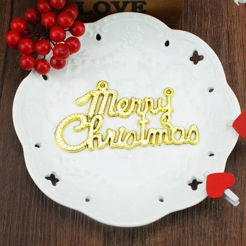 Targa Lettera Merry Christmas da Appendere per Albero di Natale Plastica Galvanica Oro Argento Rosso Decorazione Festa