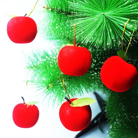 Mela di Simulazione Floccata Rossa Decorazioni Sospese per Albero di Natale Mele Artificiali Mini per Festa Festiva Decorazioni Casa