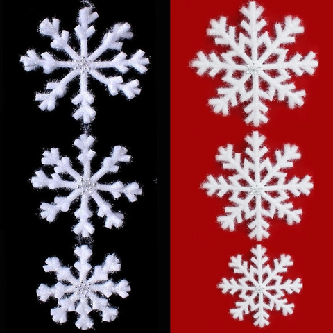 Weiße 3D Schaumstoff Schneeflocke Ornamente Glitzer Winter Weihnachtsbaum Dekoration Bühne Requisiten Festival Party Hängedekoration