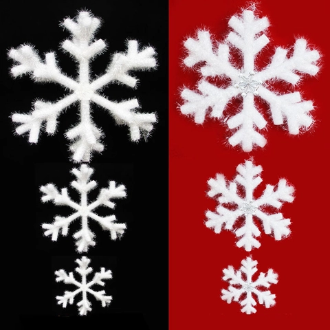 Weiße 3D Schaumstoff Schneeflocke Ornamente Glitzer Winter Weihnachtsbaum Dekoration Bühne Requisiten Festival Party Hängedekoration