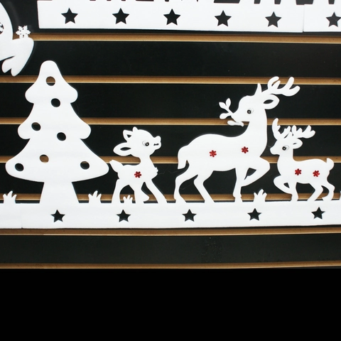 Decorazione Natalizia Sospesa in Schiuma Bianca con Renna e Albero per Vetrine e Hotel Design Festivo Traforato Set di Cervi