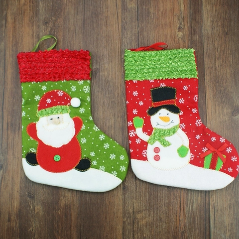 Calze di Natale Decorazioni Babbo Natale Pupazzo di Neve Toppa Ricamata Piccole Calze Appese per Albero di Natale Casa Festa