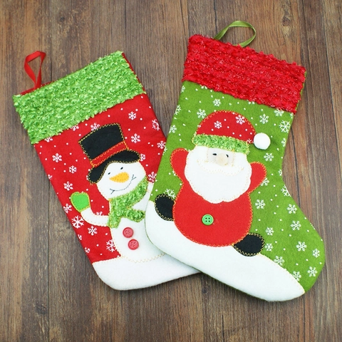 Calze di Natale Decorazioni Babbo Natale Pupazzo di Neve Toppa Ricamata Piccole Calze Appese per Albero di Natale Casa Festa