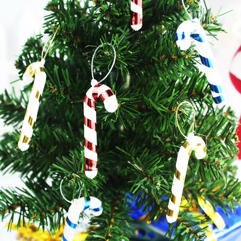 Christmas Tree Candy Cane Ornaments PVC Spiral Striped Hanging Decorations For Holiday Party Home Decor Festive Supplies
