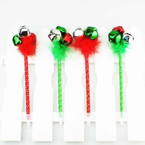 Christmas Bell Feather Ballpoint Pen Festive Polka Dot Plastic Ink Pen For Student Gift Party Office Decoration