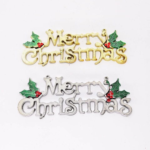 Ciondolo Decorativo 3D Merry Christmas In Plastica Oro Argento Segnale Lettere Decorazione Da Appendere Per Albero Di Natale Casa Festa