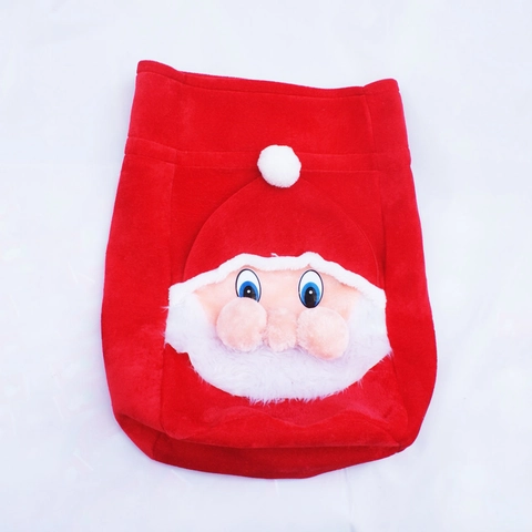Grande Sacchetto Regalo di Natale con Faccia di Babbo Natale Coulisse in Velluto Rosso Caramelle Mela Sacchetto Barba Peluche Decorazione Festa