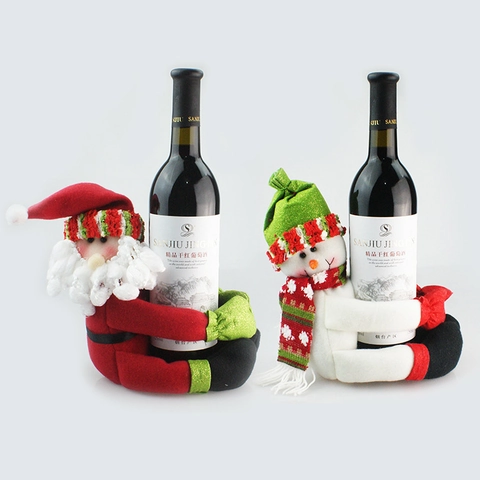 Christmas Wine Bottle Cover Santa Claus Snowman Hugger Cloth Festive Dining Table Decoration Party Home Ornament Gift