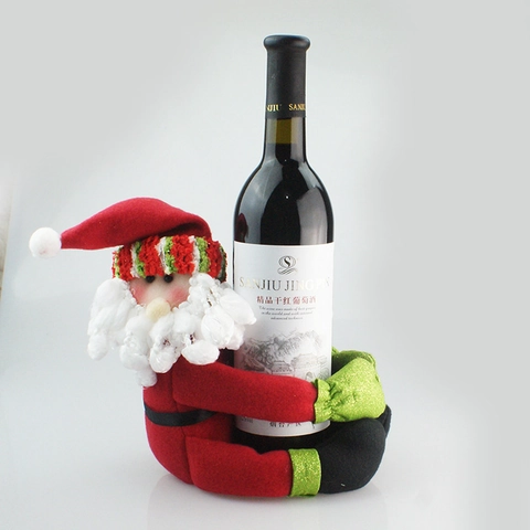Christmas Wine Bottle Cover Santa Claus Snowman Hugger Cloth Festive Dining Table Decoration Party Home Ornament Gift