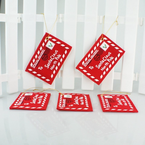Kerst Niet-Geweven Stof Borduurwerk Envelop Ornament Brief Aan De Kerstman Vilt Opknoping Gift Card Tas Voor Kerstboom Decoratie