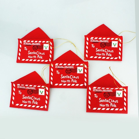 Kerst Niet-Geweven Stof Borduurwerk Envelop Ornament Brief Aan De Kerstman Vilt Opknoping Gift Card Tas Voor Kerstboom Decoratie
