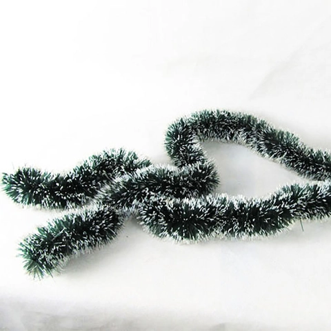 Ghirlanda di Lametta Decorazione per Albero di Natale Verde Scuro Con Punte Bianche Innevate Ornamento Festivo per Feste