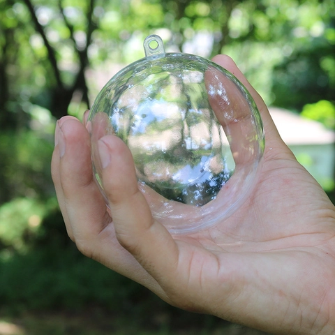 Sfera di Natale in Plastica Trasparente Riempibile Sfera Acrilica Cava per Decorazione Albero Fai da Te Bomboniere