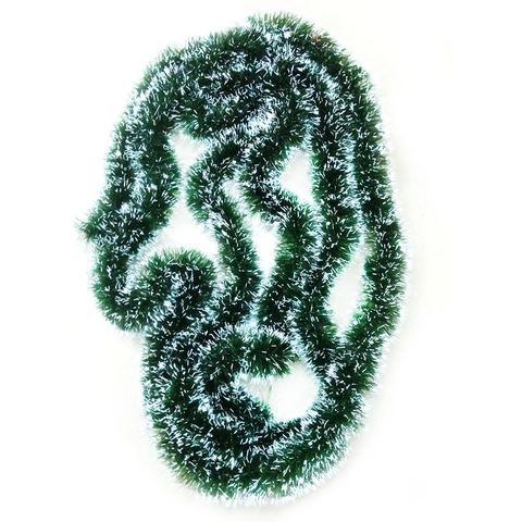 Ghirlanda di Lametta Decorazione per Albero di Natale Verde Scuro Con Punte Bianche Innevate Ornamento Festivo per Feste