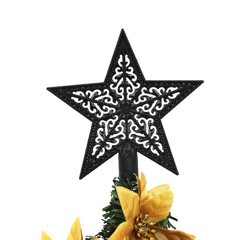 Schwarzer Weihnachtsbaumspitze Stern Vintage Hohl Filigran Design Kunststoff Stern Für Halloween Weihnachten Home Party Deko