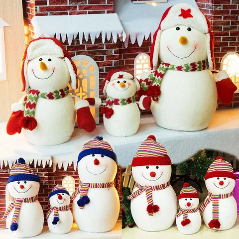 Pupazzo di Neve di Peluche Natalizio Decorazione Invernale Festiva per la Casa Vetrina Festa di Natale Figurina di Pupazzo di Neve