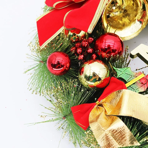 Luxus Weihnachtskranz Mit Roter Schleife Und Goldenen Glocken Künstlicher Tannenkranz Für Haustür Wanddekoration Heimdekor