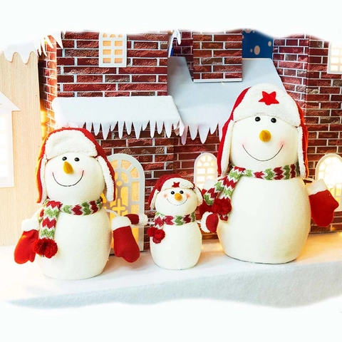 Pupazzo di Neve di Peluche Natalizio Decorazione Invernale Festiva per la Casa Vetrina Festa di Natale Figurina di Pupazzo di Neve