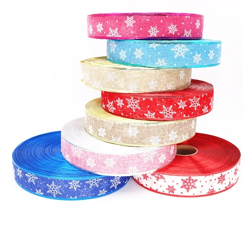 Nastro Natalizio Con Stampa Fiocchi Di Neve Effetto Lino Per Confezioni Regalo Decorazione Ghirlanda Accessori Fai Da Te